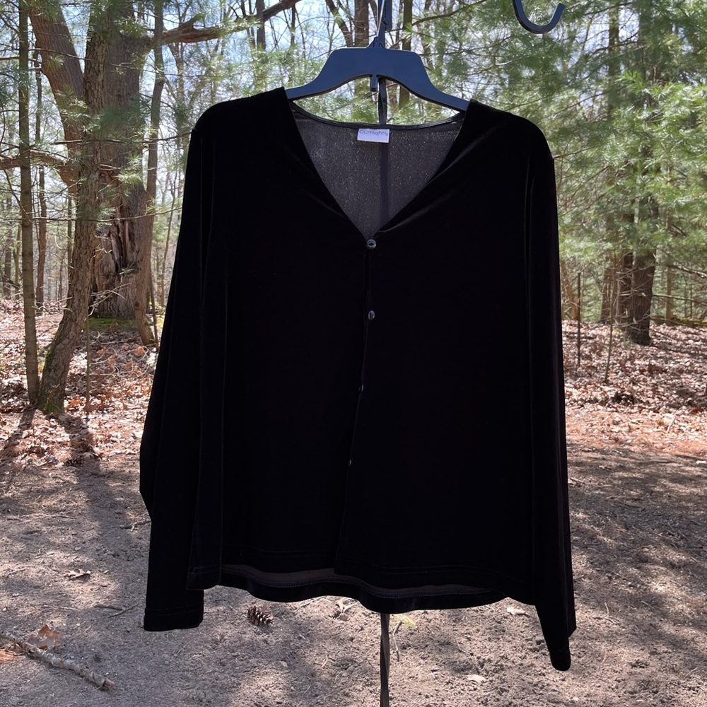 90s CC Hughes Black Velvet Cardigan Sweater Whimsigoth
